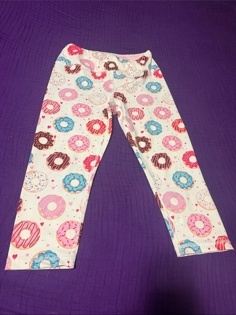 Kali Cream Donut Print Leggings with Pink Blue and Brown Accents
